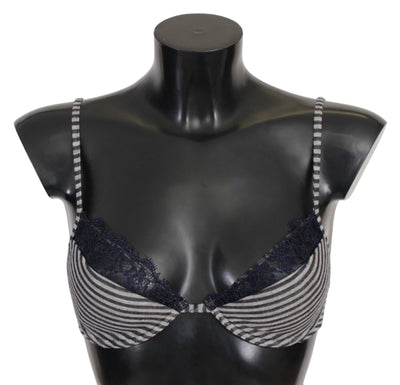 Blue Stripes Lace Reggiseno Bra Underwear