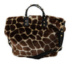 Brown Giraffe Print Shopping BEATRICE Purse Tote Bag