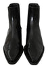 Black Flats Pointed  Booties Leather Shoes