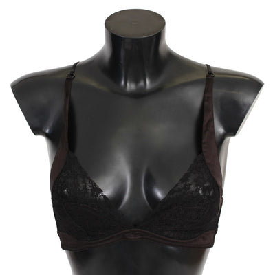 Black Brown Lace Sporty Bra Silk Underwear