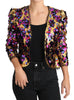 Gold Multicolor Sequined Blazer Jacket