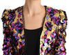 Gold Multicolor Sequined Blazer Jacket