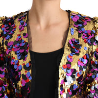 Gold Multicolor Sequined Blazer Jacket