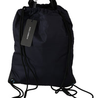 Blue Nylon Men Nap Sack Drawstring Backpack Bag