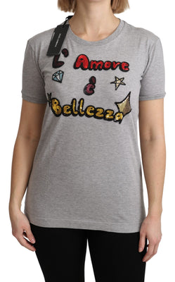 Gray Cotton Amore e Bellezza Top T-shirt