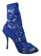 Blue Lace Taormina High Heel Ankle Boots Shoes