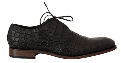 Brown Patterned Leather Dress Derby Shoes