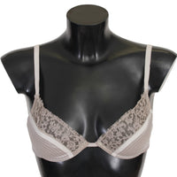 Gray Lace Push Up Bra Silk Underwear