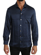 Blue Silk Casual Lounge Shirt