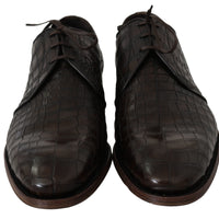 Brown Patterned Leather Dress Derby Shoes