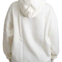 White Crystal Heart Hooded Pullover Sweater