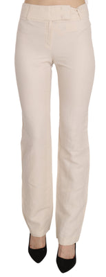 White High Waist Silk Blend Flared Dress Trousers Pants