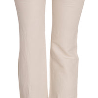 White High Waist Silk Blend Flared Dress Trousers Pants