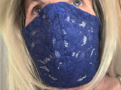Royal Blue Lace Face Mask by Rebel, Made in USA