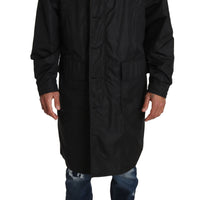 Black Brown Hooded Reversible Raincoat