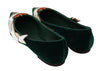 Green Velvet Red Heart Flats Loafers Shoes