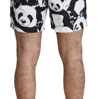 Black White Panda Beachwear Boxer Swimshorts