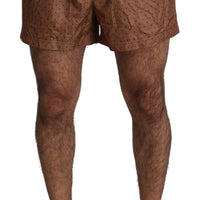 Brown Polka Beachwear Shorts Mens Swimshorts