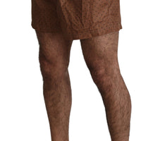 Brown Polka Beachwear Shorts Mens Swimshorts