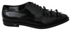 Black Solid Leather Derby Formal Lace Up Shoes