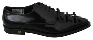 Black Solid Leather Derby Formal Lace Up Shoes