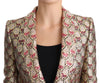 Gold Floral Sequined Blazer Coat Jacket