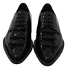 Black Solid Leather Derby Formal Lace Up Shoes