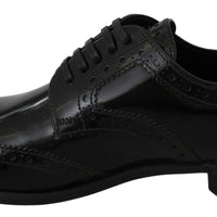 Black Leather Derby Formal Brogues Shoes