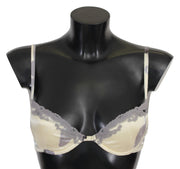 Beige Gray Lace Push Up Bra Silk Underwear