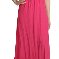 Pink Fuchsia A-line Off Shoulder Floor Length Dress