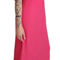 Pink Fuchsia A-line Off Shoulder Floor Length Dress