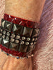 Gunmetal with Crystals on Deep Red Patent Leather Cuff Bracelet