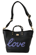 Black Leather Love BEATRICE Shoulder Tote HandBag