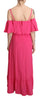 Pink Fuchsia A-line Off Shoulder Floor Length Dress