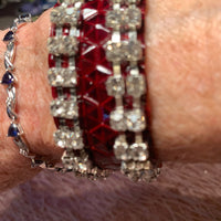 Rhinestones on Deep Red Patent Leather Mini Cuff Bracelet