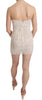 Beige Beaded Silk Short Mini Gown  Dress