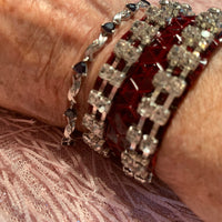 Rhinestones on Deep Red Patent Leather Mini Cuff Bracelet