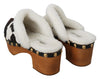 Brown Pony Hair White Mules Sandals Shoes
