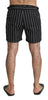 Black White Striped Beachwear Boxer Swimshorts
