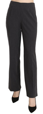 Black Striped Cotton Sretch Dress Trousers Pants