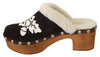 Brown Suede Shearling Mules Sandals Shoes