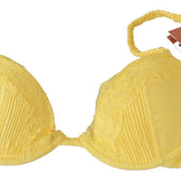 Yellow Lace Cotton Push Up Bra Underwear
