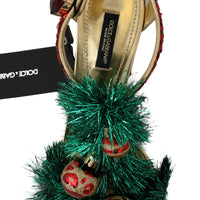 Gold Leather Crystal CHRISTMAS Sandals Shoes