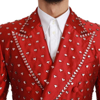Red Silk Crystal Jacket Coat Blazer