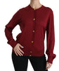 Red Silk Long Sleeve Cardigan Sweater
