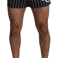 Black White Logo Beachwear Boxer Swimshorts