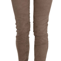 Brown Low Waist Slim Fit Skinny Pants