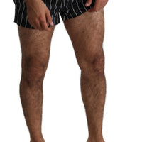 Black White Logo Beachwear Boxer Swimshorts