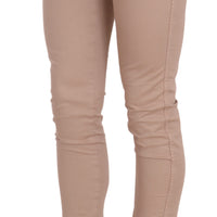 Brown Low Waist Slim Fit Skinny Cotton Pants