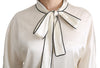 White Silk  Scarfneck Blouse Off Top